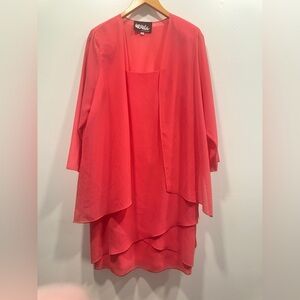 Flowy Chiffon 2-Piece Layered Dress & Jacket Set by Ursula of Switzerland 16P